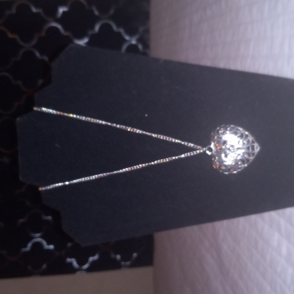 Extra Long Filigree Heart Necklace
